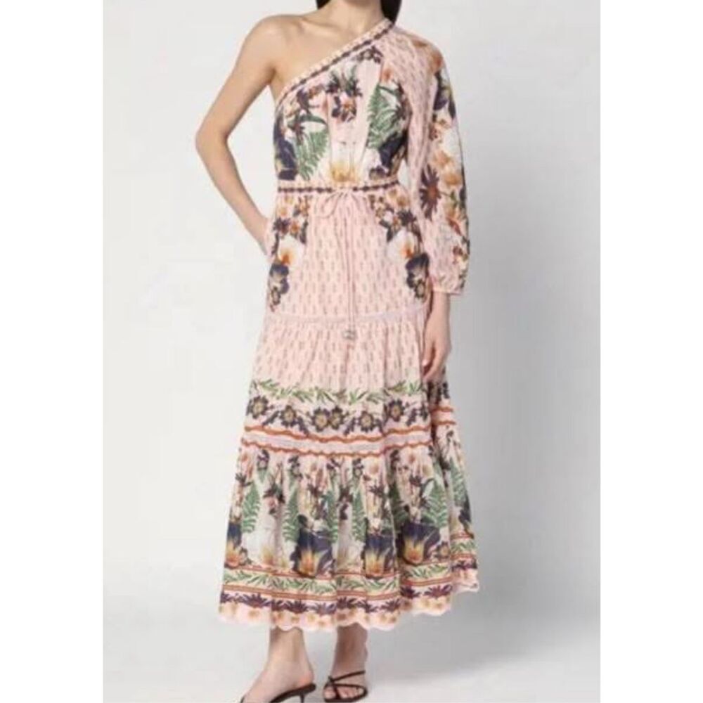 FARM Rio Pink Floral One-Shoulder Maxi Dress